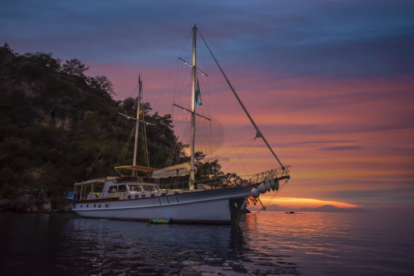 Afilli Gulet Yacht At Night.