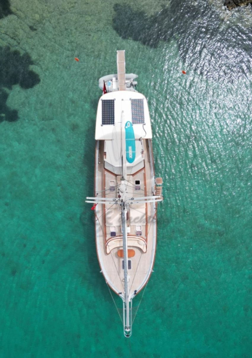 Cosh Gulet Yacht, Front Ariel View.