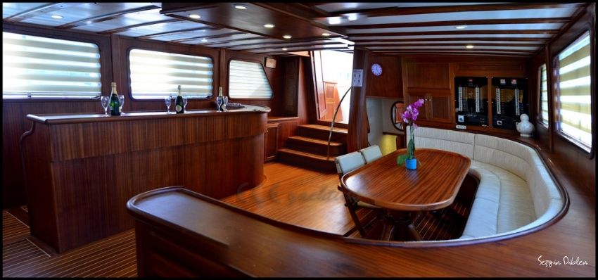 C T 2 Gulet Yacht, Lounge Seating And Bar.