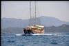 C T 2 Gulet Yacht, Waves Crash At The Bow.