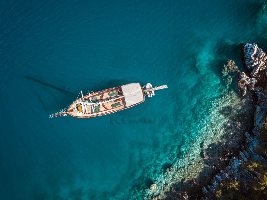 Dare To Dream Gulet Yacht, Ariel View.