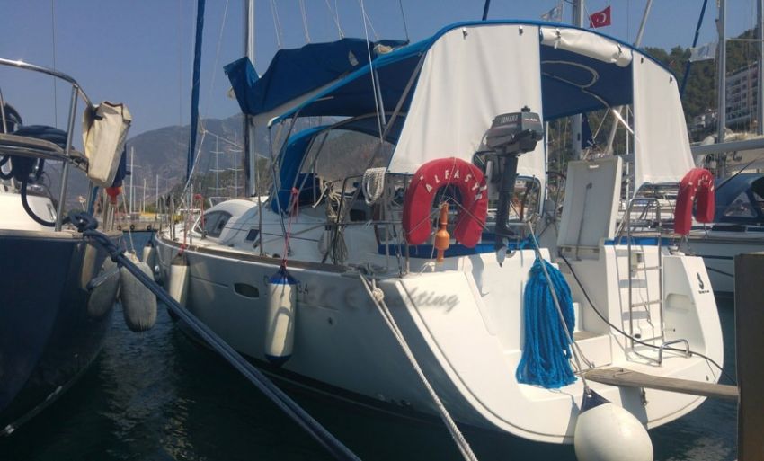 Benetau Oceanis 43.4 Sail Boat, Aft Deck Port Side View.