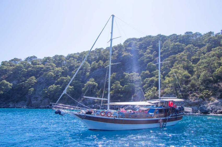 Flora Yacht, Anchored In A Secluded Bay.