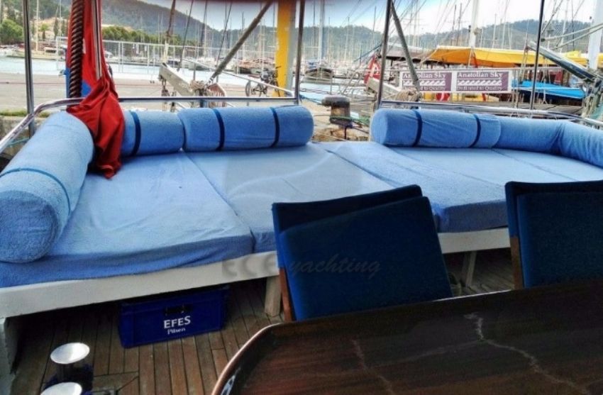 g okan teknesi arka güverte yaşam alanı. G. Okan Yacht, Aft Deck.