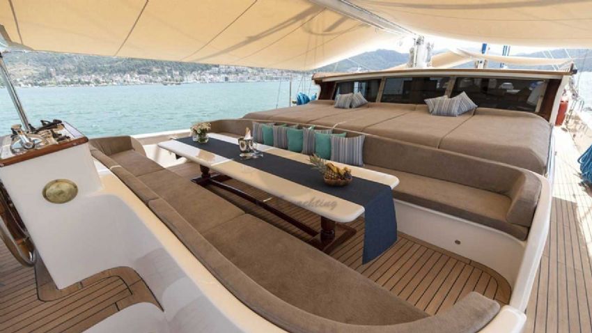 Kayhan Kaptan Yacht, Aerial Sail View.