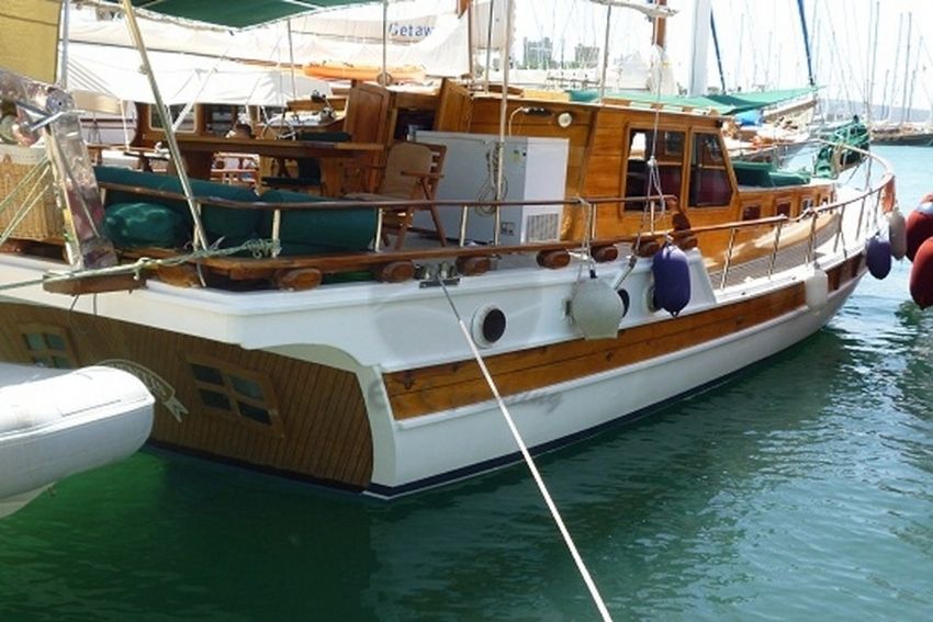 Leventis Gulet Yacht, Rear Starboard View.