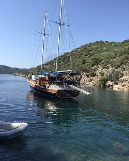 Lucky Mar Gulet Yacht, Anchored In A Quiet Bay.