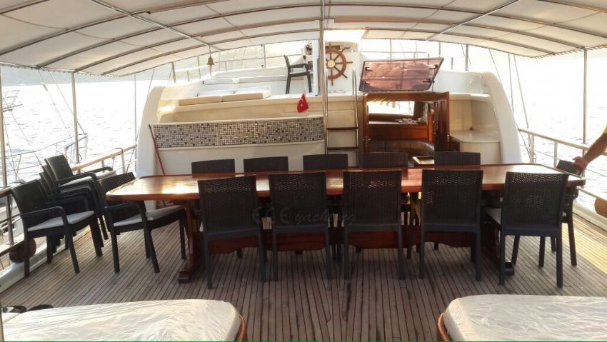 Mesut Ol Yacht, Aft Deck Dining With Awning.