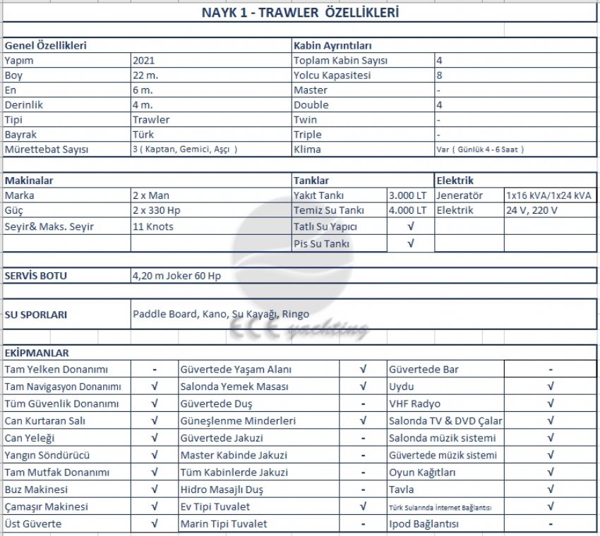Nayk 1 Teknik Özellikler