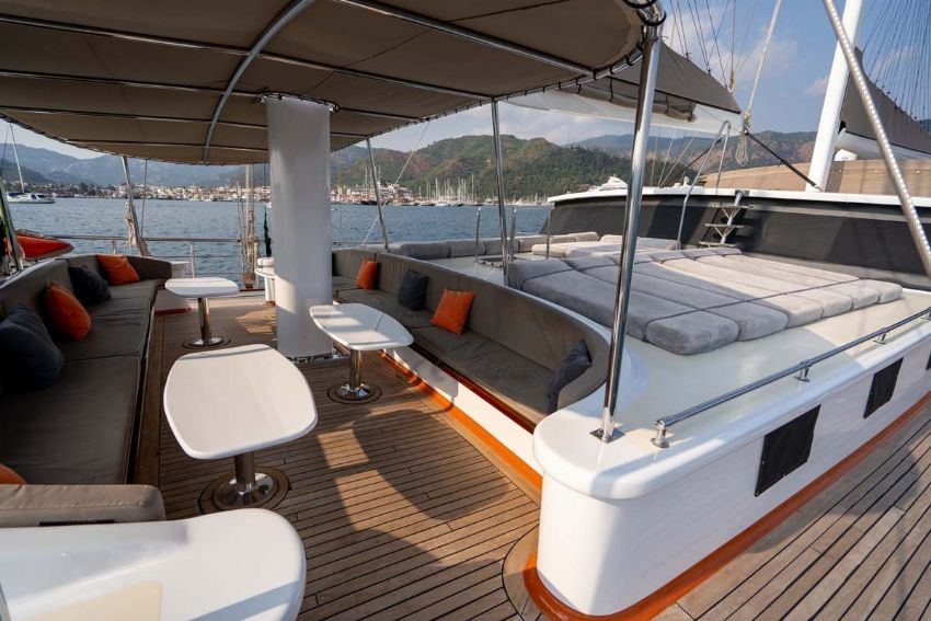 Nevra Queen Yacht, Port side Deck View.