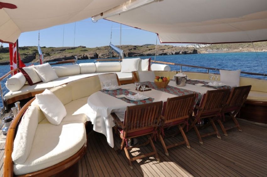 Palmyra Gulet Yacht. Aft Deck Dining.