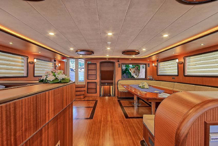 Queen Of Salmakis Yacht, Lounge View Towards Deck.