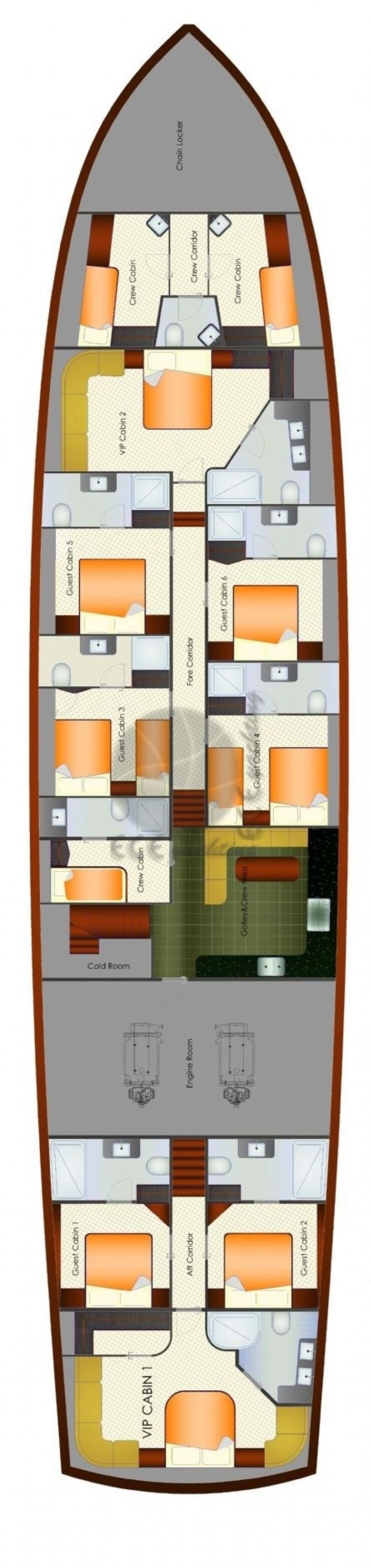 Queen Of Salmakis Yacht, Floor Plan.