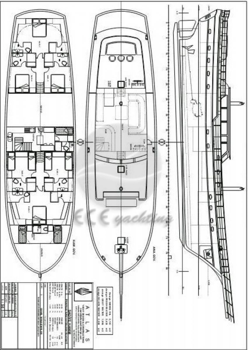 Sadiye Hanim Yacht, Floor Plan.