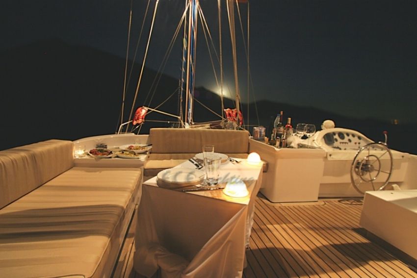 Serenity 70 Gulet Flybridge At Night