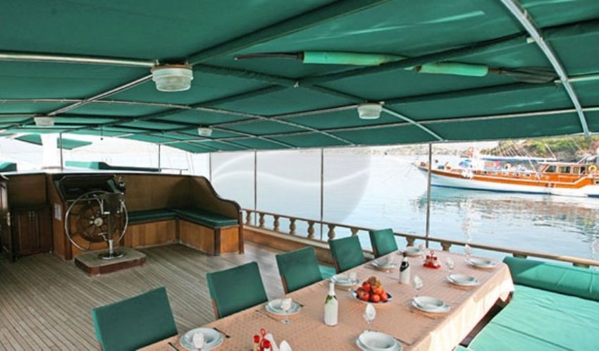 Can S Yacht, Aft Deck And Steering Wheel.
