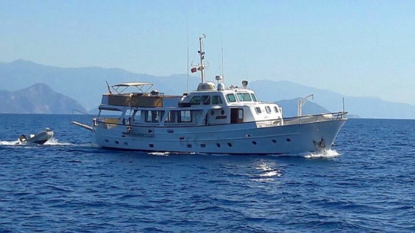 White Lady Trawler, Port Side With Tender.