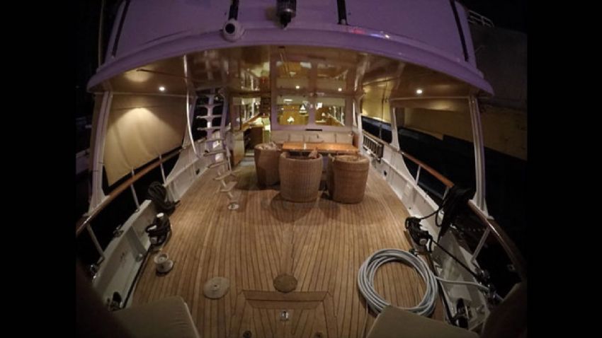 White Lady Trawler,  Aft Deck In The Evening.