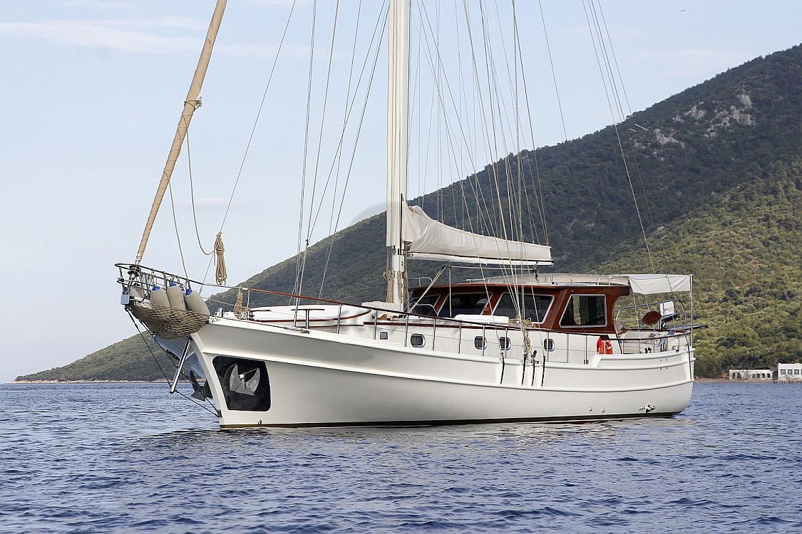 Zorbas Gulet Yacht, Portside Front View.